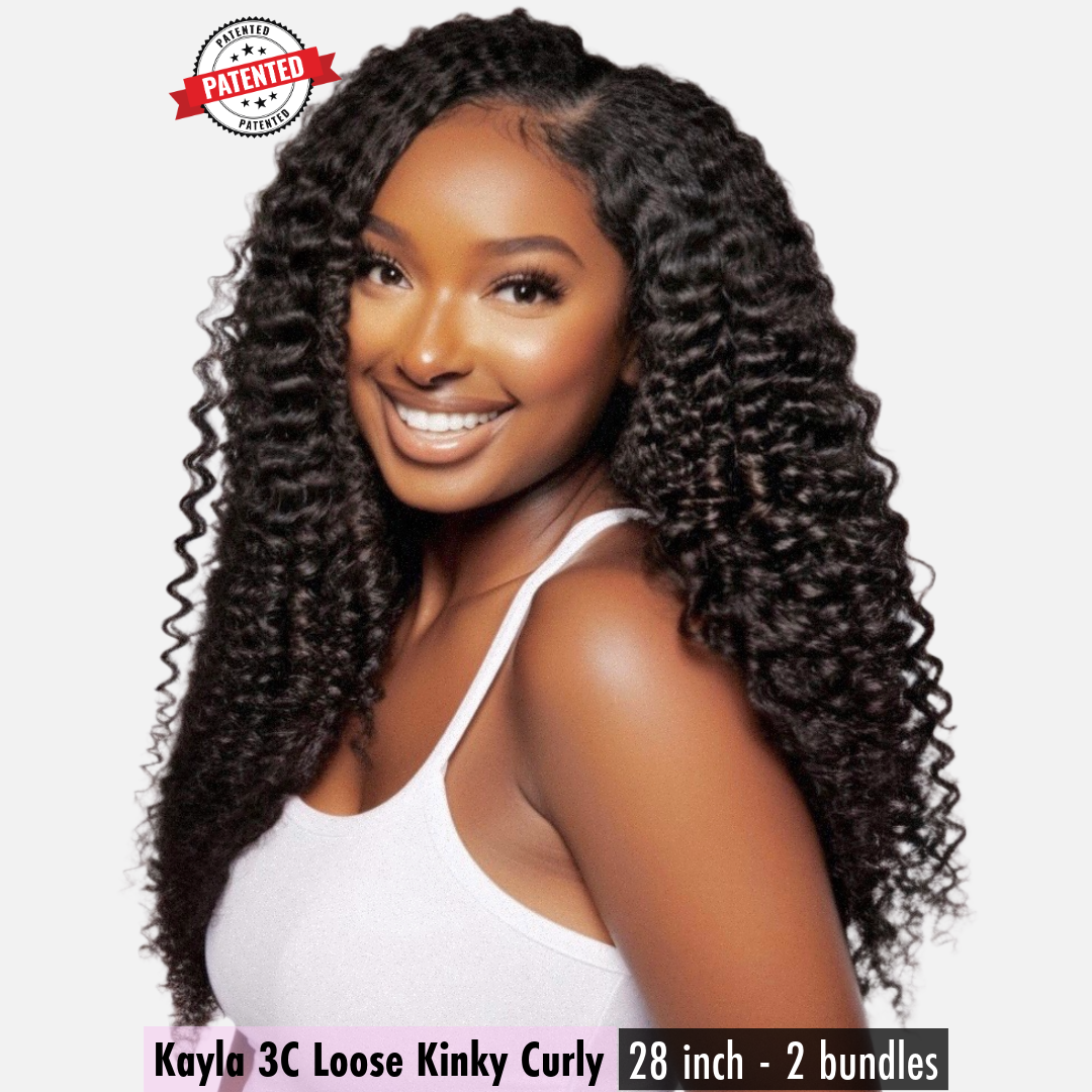 Kayla - 3C Loose Kinky Curly -  InVisiRoot® Clip-ins (AKA TrueRoot™ Clip-ins)