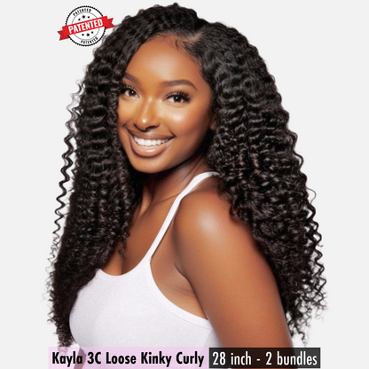 Kayla - 3C Loose Kinky Curly -  InVisiRoot® Clip-ins (AKA TrueRoot™ Clip-ins)