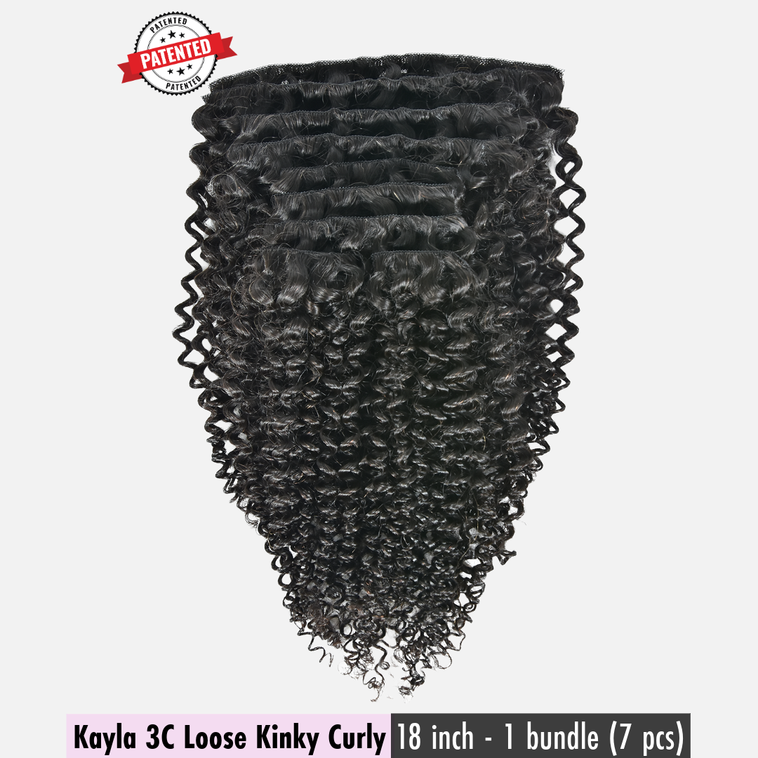 Kayla - 3C Loose Kinky Curly -  InVisiRoot® Clip-ins (AKA TrueRoot™ Clip-ins)