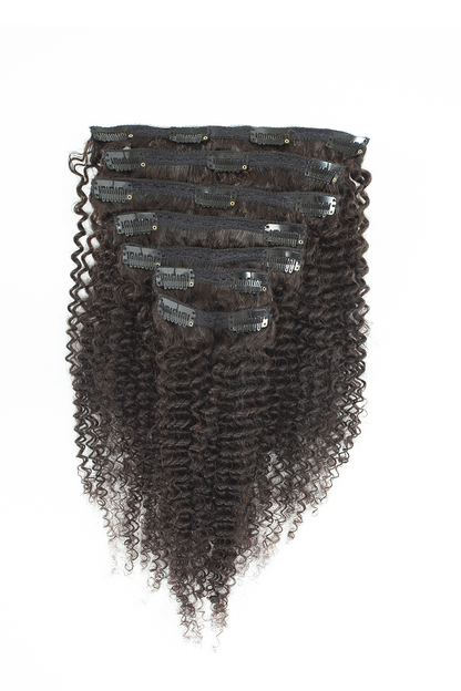 Nicole - 4A Kinky Curly - Traditional Weft Clip In Bundles