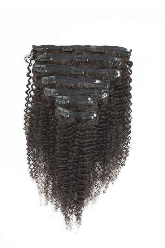 Nicole - 4A Kinky Curly - Traditional Weft Clip In Bundles