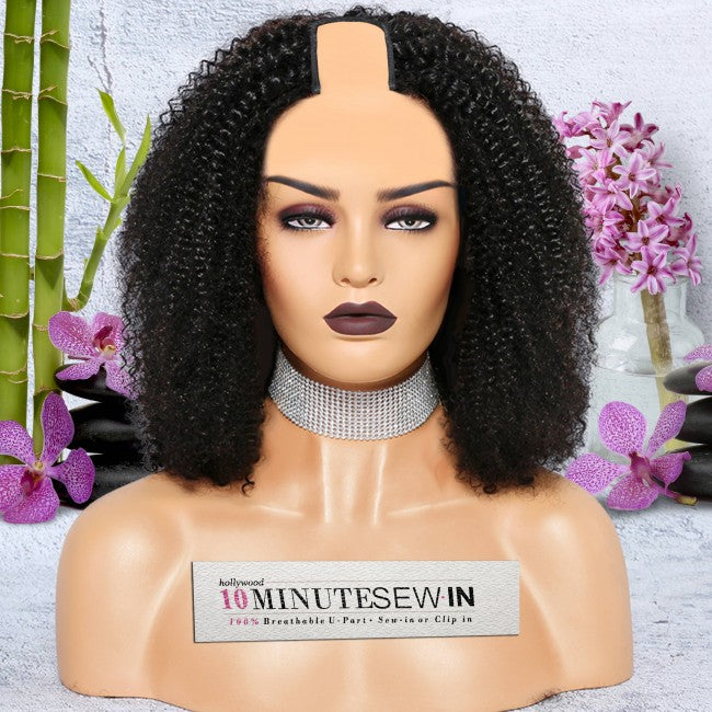 Nicole - (4a Kinky Curly) - 10 Minute Sew-in™️ U Part Wig & Optional InVisiRoot® Closure