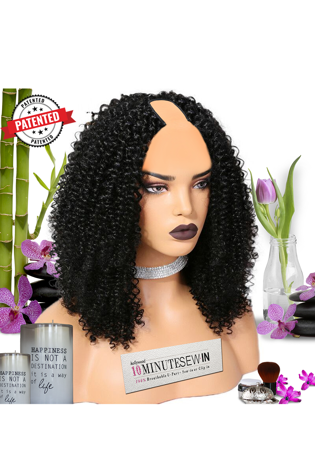 Kayla - (3c Loose Kinky Curly) - 10 Minute Sew-in™️ U Part Wig & Optional InVisiRoot® Closure